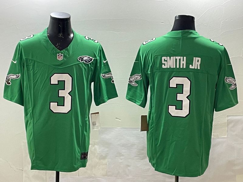 Men Philadelphia Eagles #3 Smith jr Green three generations 2025 Nike Vapor Limited NFL Jersey style 4